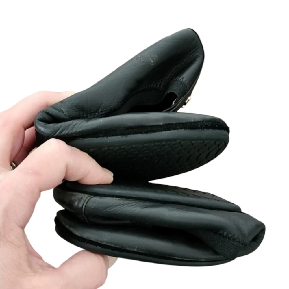 YOSI SAMRA Samara Foldable Ballet Flats 8 Black Leather Scrunch Travel Shoes - Picture 12 of 15